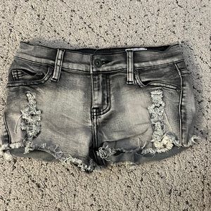 Black faded jean shorts